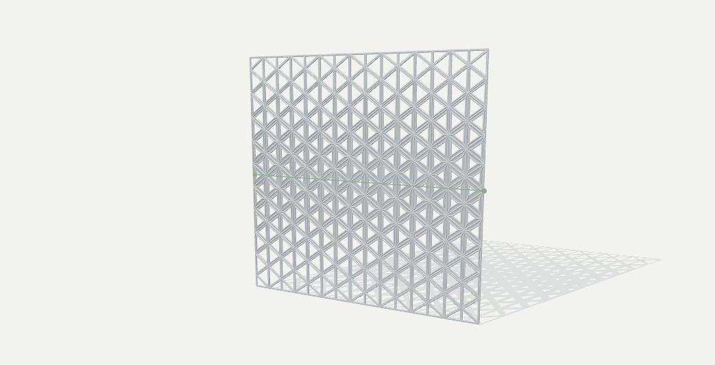 Silver triangular facade with a green line attractor
