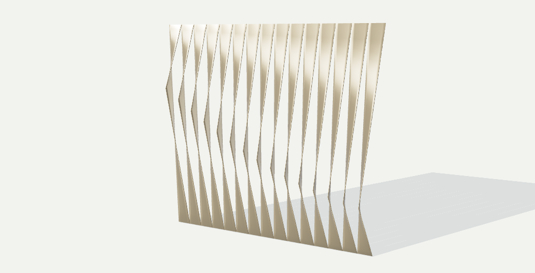 Light gold twisting metal louvres