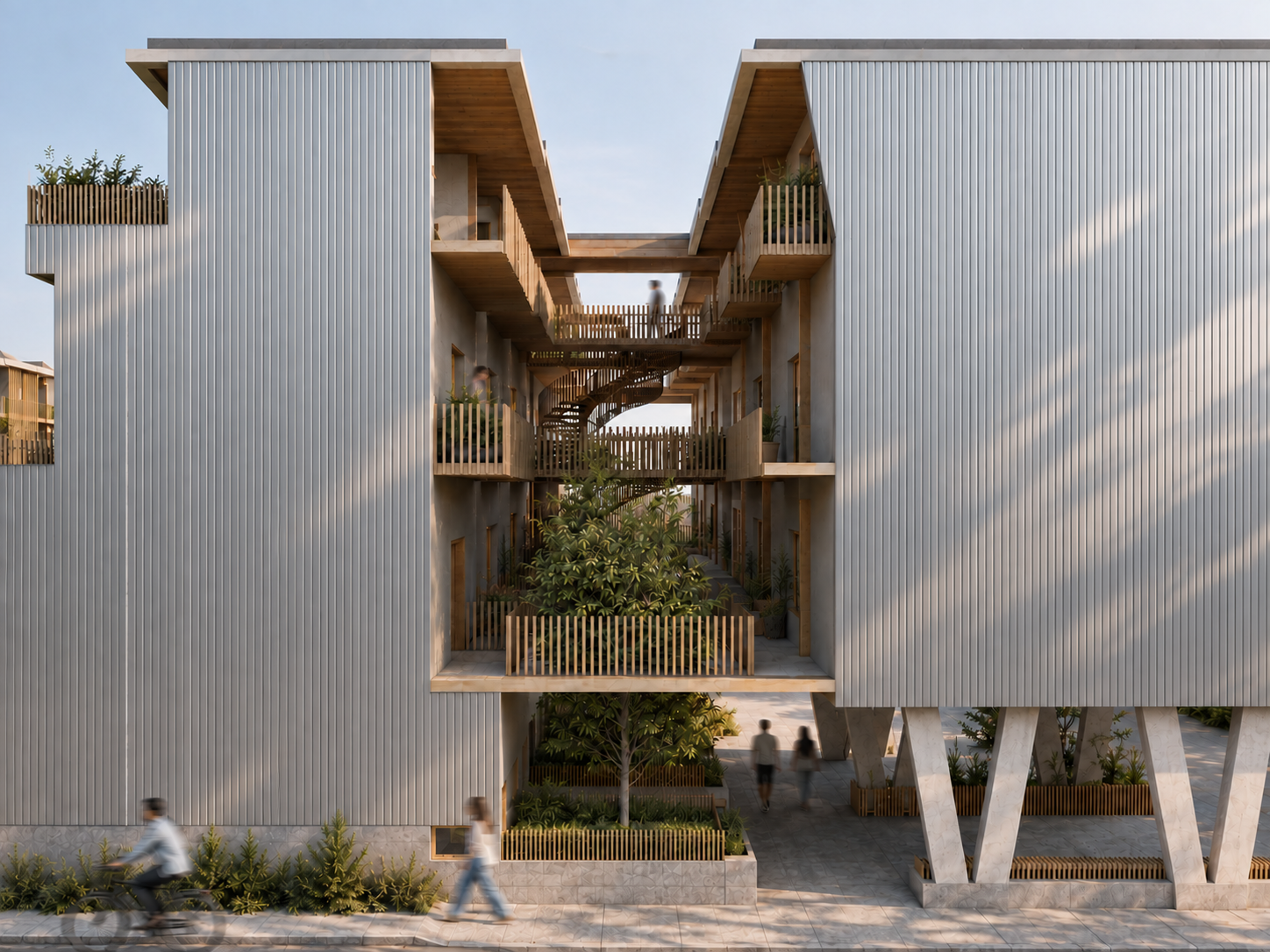 Courtyard render of The Pattern Book housing proposal